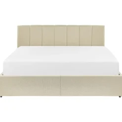 2-Persoons Bedden-Beliani DREUX - Bed met opbergruimte - Beige - 160 x 200 cm - Polyester
