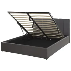 Twijfelaars-Beliani DREUX - Bed met opbergruimte - Grijs - 140 x 200 cm - Kunstleer