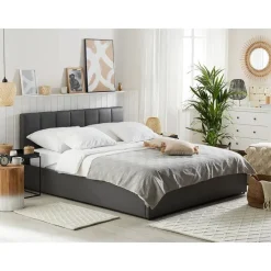 Twijfelaars-Beliani DREUX - Bed met opbergruimte - Grijs - 140 x 200 cm - Kunstleer