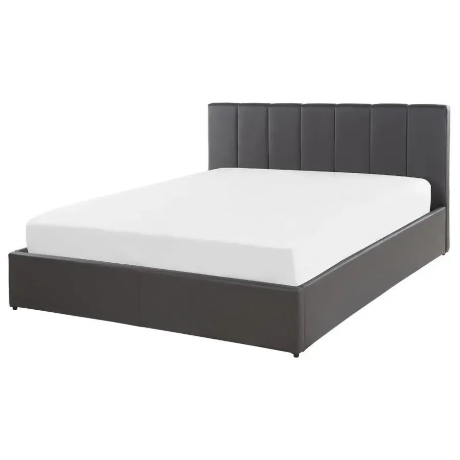 Twijfelaars-Beliani DREUX - Bed met opbergruimte - Grijs - 140 x 200 cm - Kunstleer