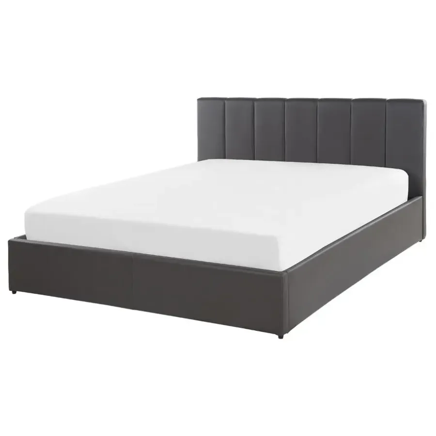 Twijfelaars-Beliani DREUX - Bed met opbergruimte - Grijs - 140 x 200 cm - Kunstleer