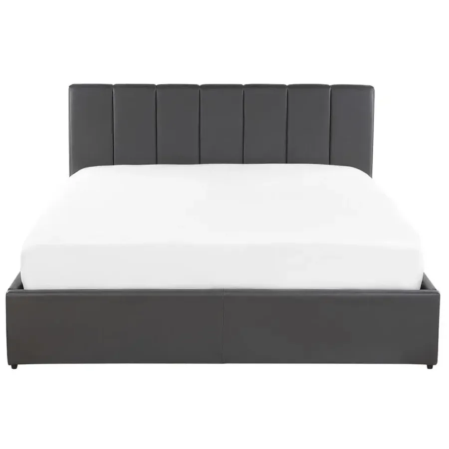 Twijfelaars-Beliani DREUX - Bed met opbergruimte - Grijs - 140 x 200 cm - Kunstleer