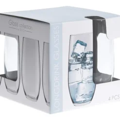 Waterglazen-Merkloos Drinkglazen of waterglazen - 4x stuks - gecurved - 360 ml