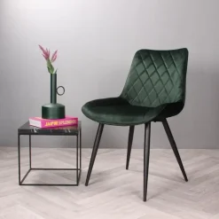 Eetkamerstoelen-DS4U - Benito 3.0 eetkamerstoel velours - donkergroen