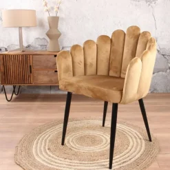 Eetkamerstoelen-DS4U - Flower eetkamerstoel velvet goud