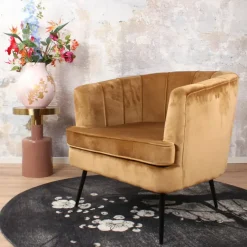 Fauteuils-DS4U - Norah fauteuil velvet goud
