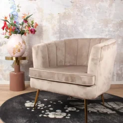 Fauteuils-DS4U - Norah fauteuil velvet champagne/taupe