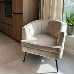 Fauteuils-DS4U - Norah fauteuil velvet champagne/taupe
