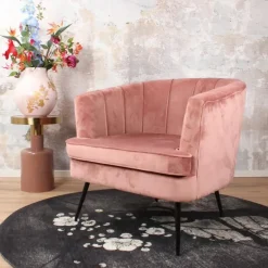 Fauteuils-DS4U - Norah fauteuil velvet zalmroze