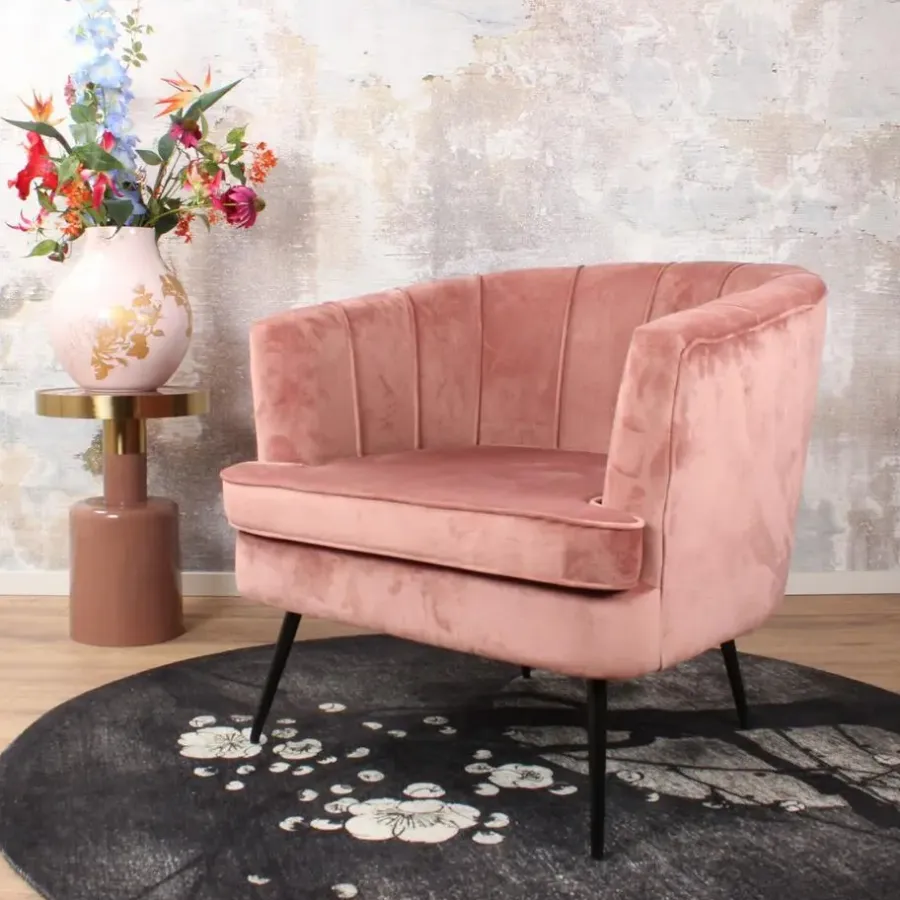 Fauteuils-DS4U - Norah fauteuil velvet zalmroze