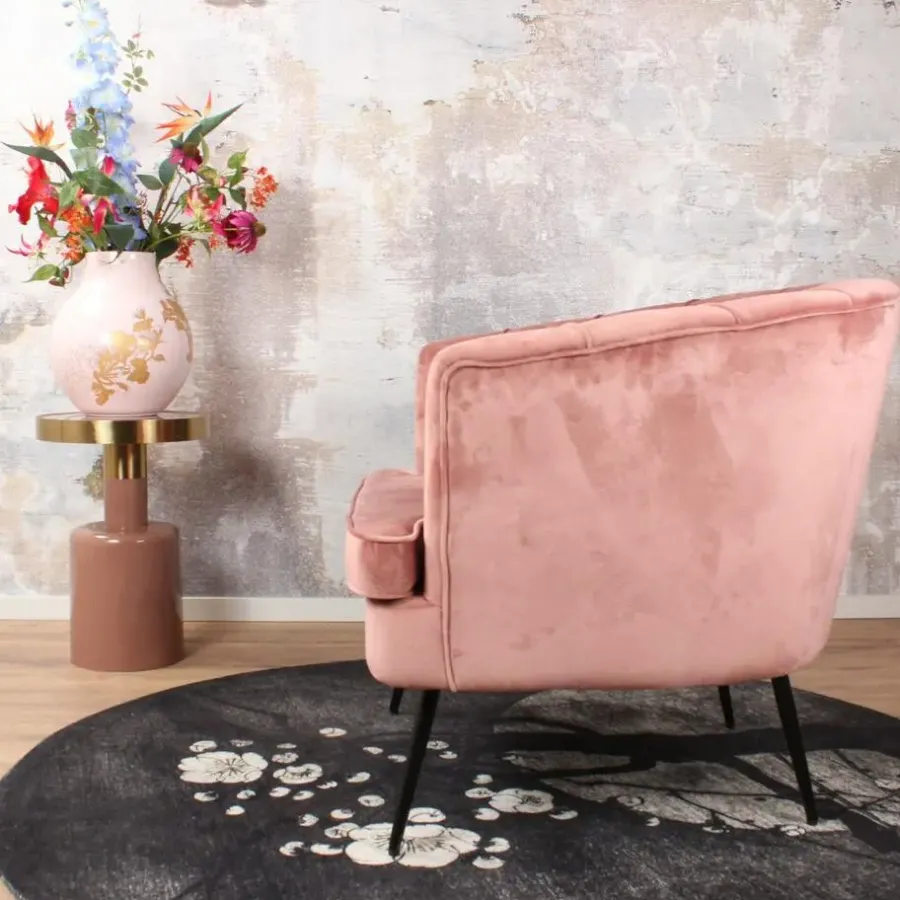 Fauteuils-DS4U - Norah fauteuil velvet zalmroze