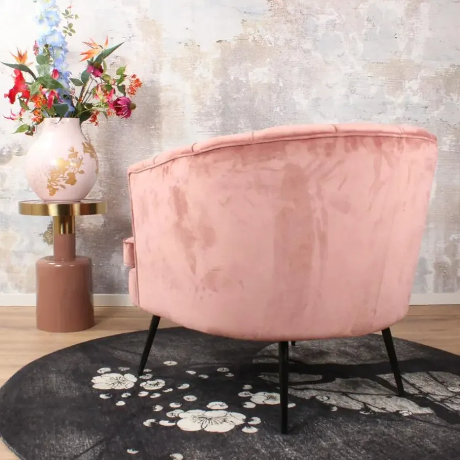 Fauteuils-DS4U - Norah fauteuil velvet zalmroze