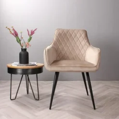 Eetkamerstoelen-DS4U - Ravi 3.0 eetkamerstoel velours - champagne