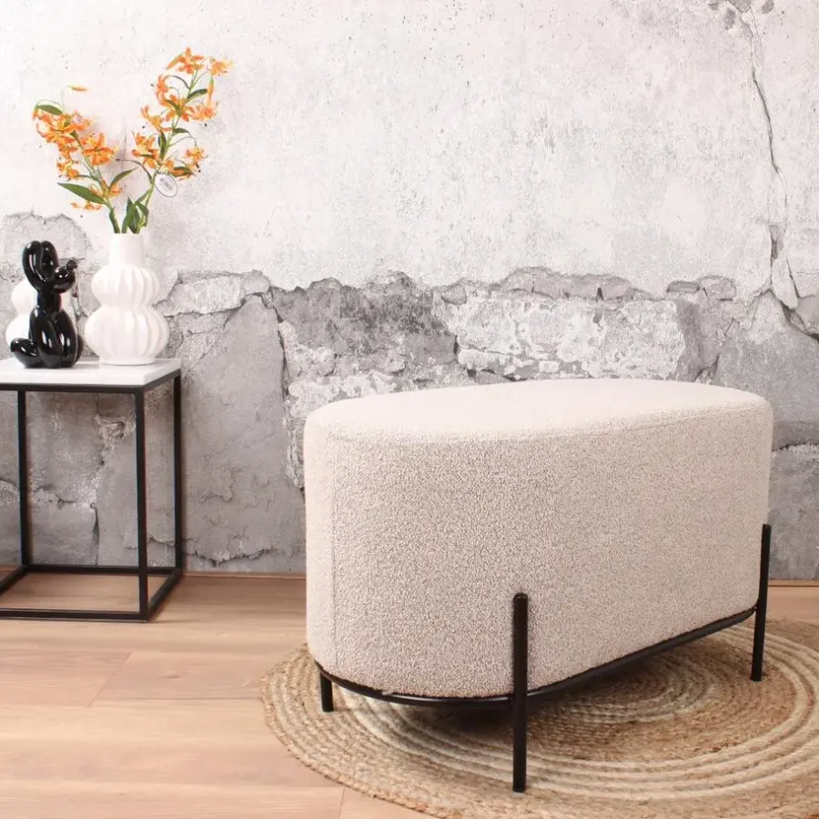 Hockers En Voetenbanken-DS4U - Torben hocker duo 80x40x42 cm bouclé beige