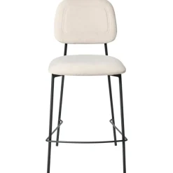 Leen Bakker DUETTE - Barkruk set van 2 - Lichtbeige - Fluweel