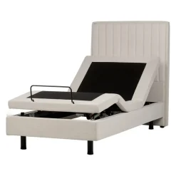 1-Persoons Bedden-Beliani DUKE II - Eenpersoonsbed - Beige - 90 x 200 cm - Polyester
