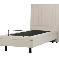 1-Persoons Bedden-Beliani DUKE II - Eenpersoonsbed - Beige - 90 x 200 cm - Polyester