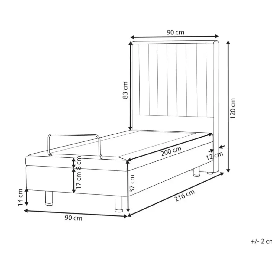 1-Persoons Bedden-Beliani DUKE II - Eenpersoonsbed - Beige - 90 x 200 cm - Polyester