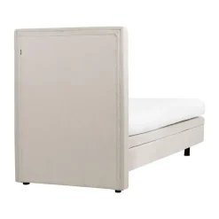 1-Persoons Bedden-Beliani DUKE II - Eenpersoonsbed - Beige - 90 x 200 cm - Polyester