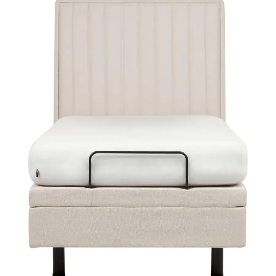 1-Persoons Bedden-Beliani DUKE II - Eenpersoonsbed - Beige - 90 x 200 cm - Polyester