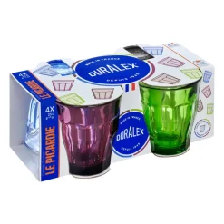 Waterglazen-Duralex Drinkglazen Picardie - 4 stuks - gekleurd - glas - 250 ml
