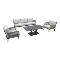 Van der Garde Tuinmeubelen - Premium Durban/Medina verstelbare stoel-bank loungeset - 4-delig