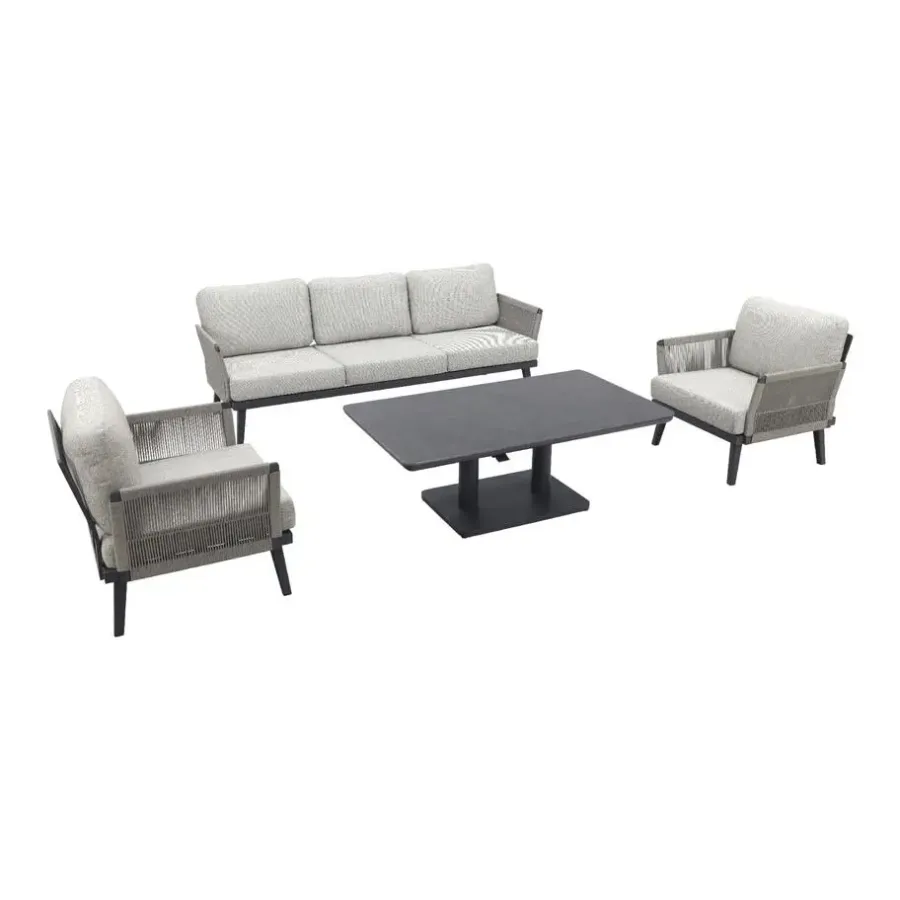Van der Garde Tuinmeubelen - Premium Durban/Medina verstelbare stoel-bank loungeset - 4-delig