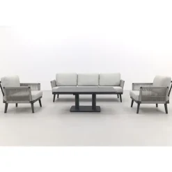 Van der Garde Tuinmeubelen - Premium Durban/Medina verstelbare stoel-bank loungeset - 4-delig