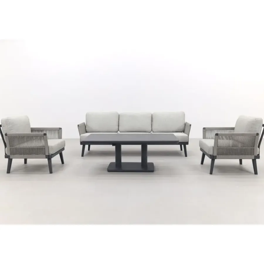 Van der Garde Tuinmeubelen - Premium Durban/Medina verstelbare stoel-bank loungeset - 4-delig