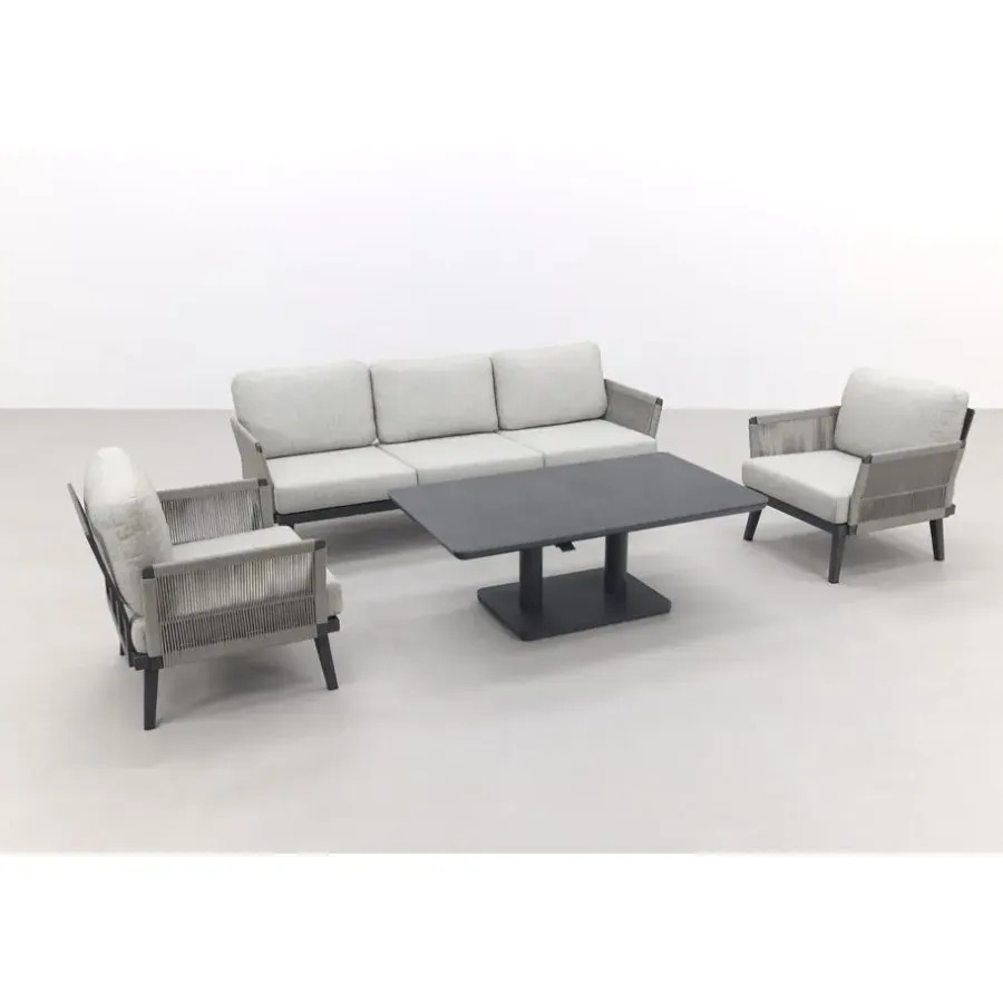 Van der Garde Tuinmeubelen - Premium Durban/Medina verstelbare stoel-bank loungeset - 4-delig