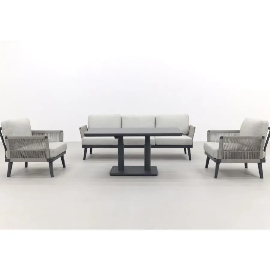 Van der Garde Tuinmeubelen - Premium Durban/Medina verstelbare stoel-bank loungeset - 4-delig
