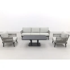 Van der Garde Tuinmeubelen - Premium Durban/Medina verstelbare stoel-bank loungeset - 4-delig