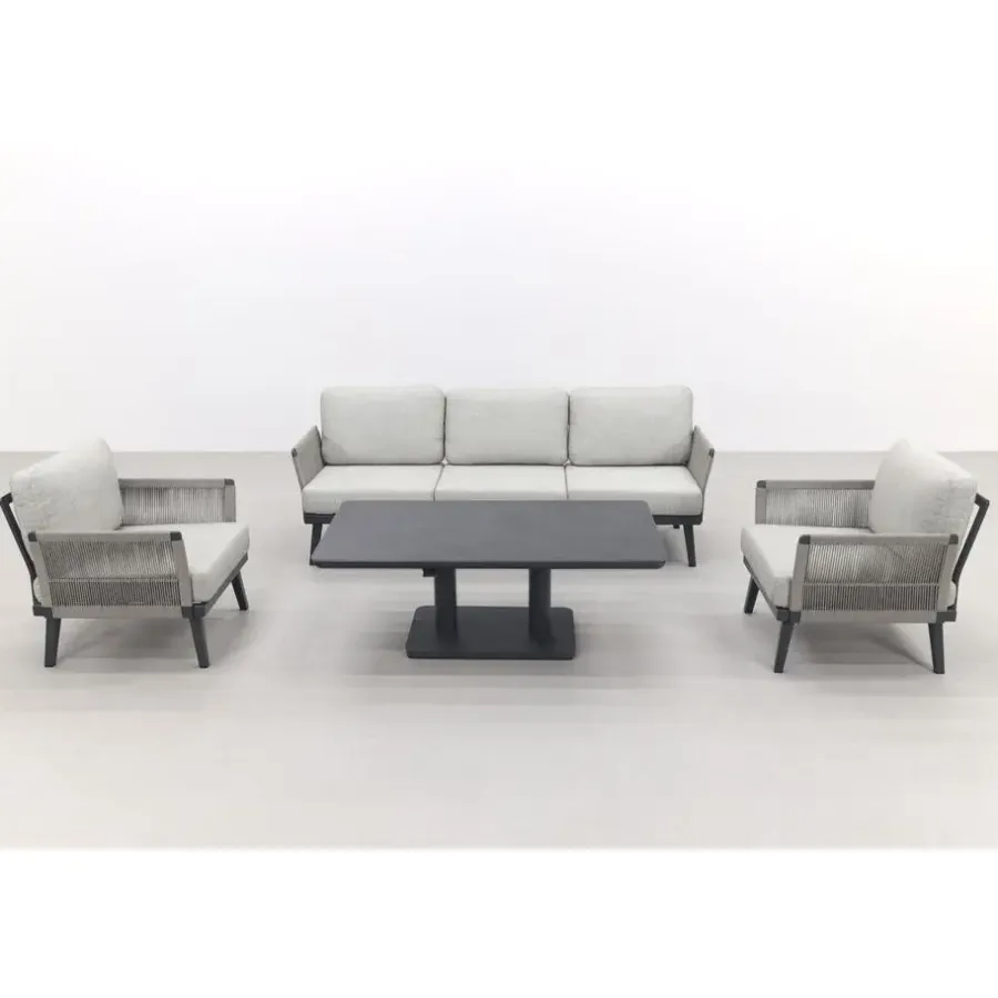 Van der Garde Tuinmeubelen - Premium Durban/Medina verstelbare stoel-bank loungeset - 4-delig