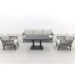 Van der Garde Tuinmeubelen - Premium Durban/Medina verstelbare stoel-bank loungeset - 4-delig
