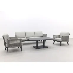 Van der Garde Tuinmeubelen - Premium Durban/Medina verstelbare stoel-bank loungeset - 4-delig