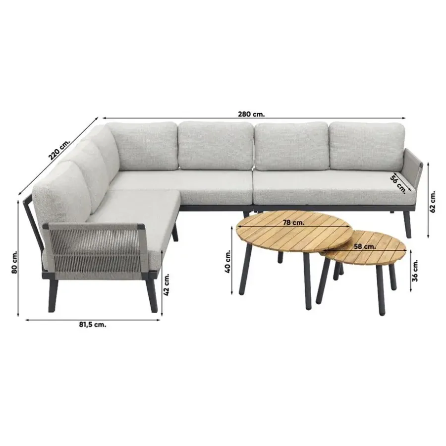 Van der Garde Tuinmeubelen - Premium Durban/mindo loungeset - hoekbank - 3-delig