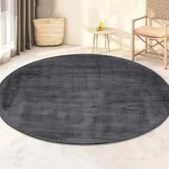 Vloerkleden Kinderkamer-Dutch Lifestyle - Viscose - Vloerkleed - 195cm rond - Grijs