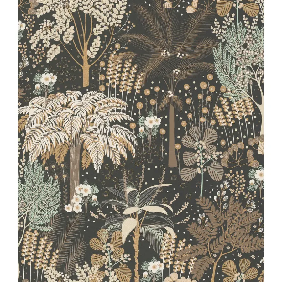 Dutch Wallcoverings - Asperia- Louan zwart/groen/goud - A54801