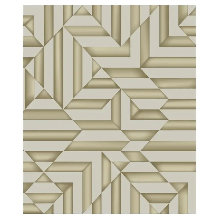 Behang-Dutch Wallcoverings - Galactik ruit/streep beige/goud - 0,53x10,05m