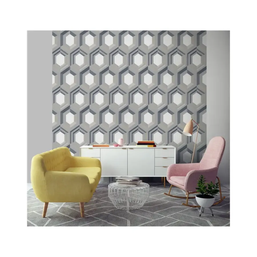 Behang-Dutch Wallcoverings - Galactik retro grijs/blauw - 0,53x10,05m