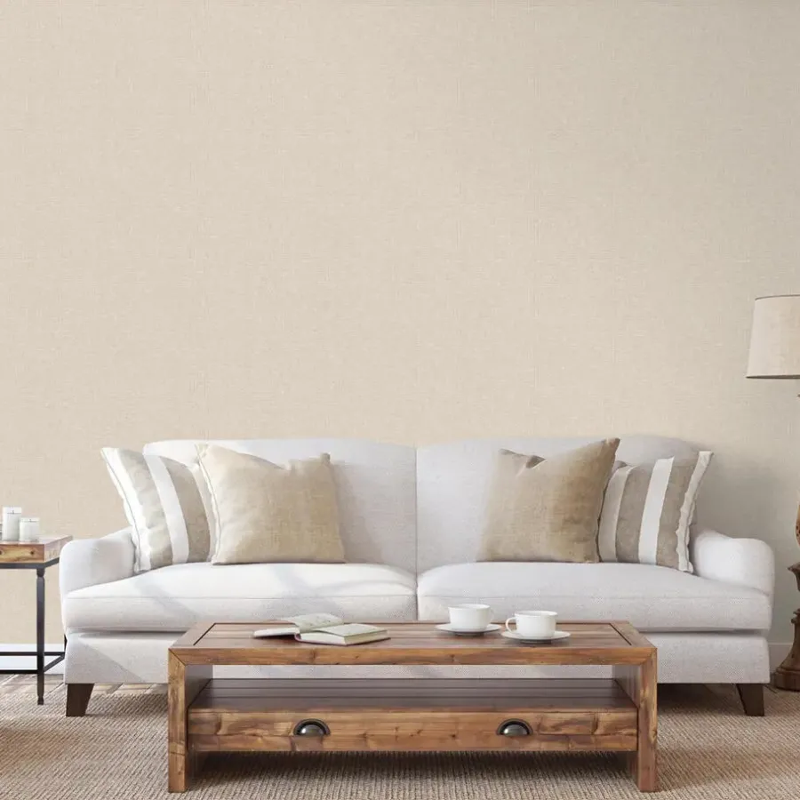 Behang-Dutch Wallcoverings - Grace Hessian text. plain beige - GR322702