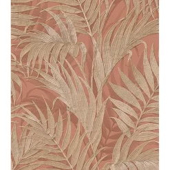 Behang-Dutch Wallcoverings - Grace Tropical palm leaf brown/gold - GR322106