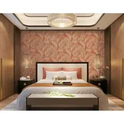 Behang-Dutch Wallcoverings - Grace Tropical palm leaf brown/gold - GR322106