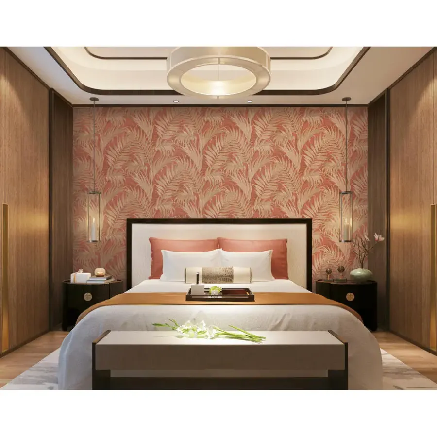 Behang-Dutch Wallcoverings - Grace Tropical palm leaf brown/gold - GR322106