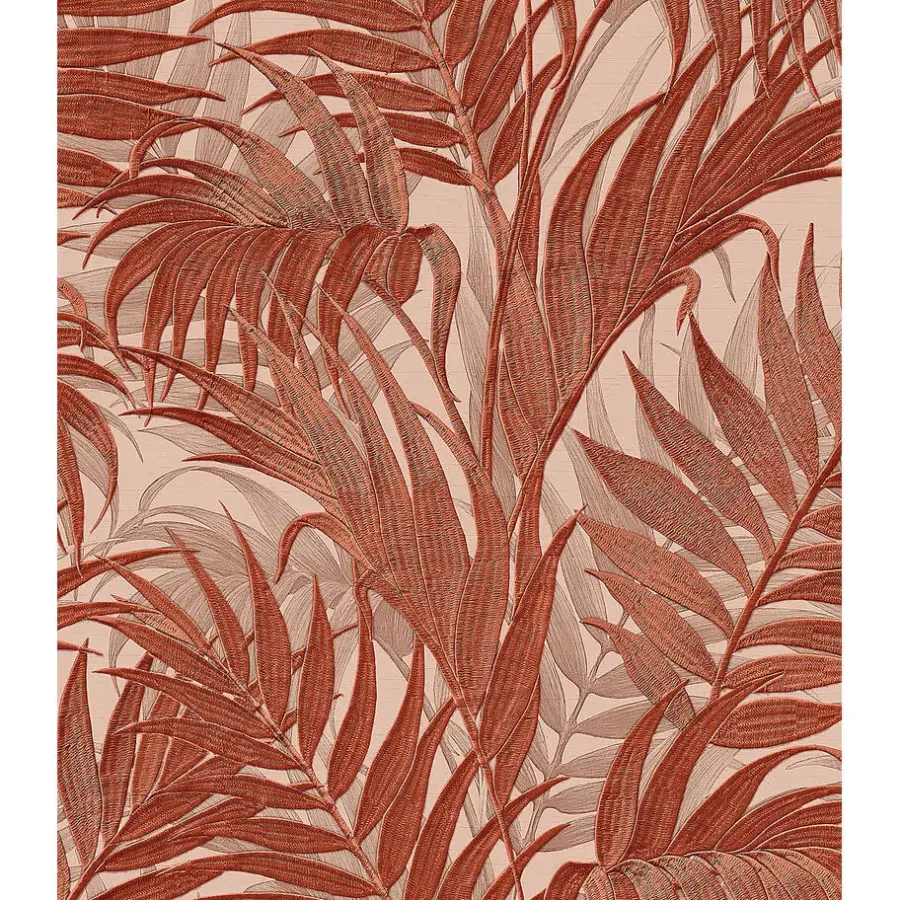 Behang-Dutch Wallcoverings - Grace Tropical palm leaf orange/beige - GR322107