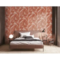 Behang-Dutch Wallcoverings - Grace Tropical palm leaf orange/beige - GR322107