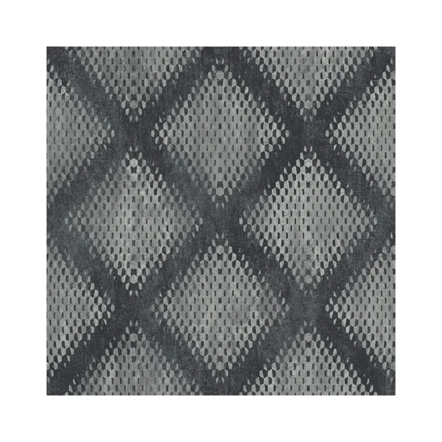 Dutch Wallcoverings - Hexagone ruit zwart/zilver - 0,53x10,05m