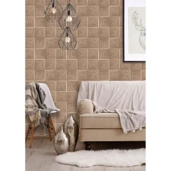 Dutch Wallcoverings - Hexagone 3D vierkant koper - 0,53x10,05m