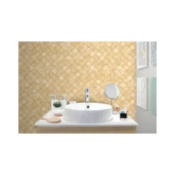 Behang-Dutch Wallcoverings - Hexagone ruit beige/glitter - 0,53x10,05m