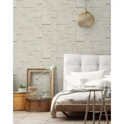 Dutch Wallcoverings - Horizons tegels/dessin donkerbeige - 0,53x10,05m